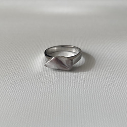 牡蠣殻×銀継ぎフラットリング 9号　サージカルステンレス シルバー 指輪/一点物/シルバーリング　ギフト 2枚目の画像