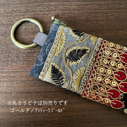 【帆布】インド刺繍リボンのスリムポーチ☆モノトーン 5枚目の画像