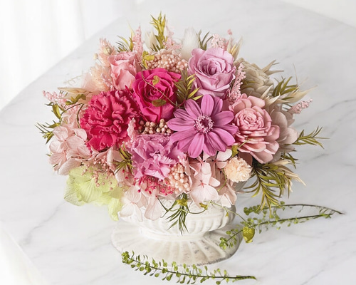 ROSE❣️ピンクピンクアレンジ❣️プリザーブドフラワー❣️ジニア、薔薇❁⃘*.゜ 60358f43e2bdaca2a3acb5604da565