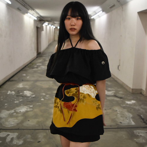着物リメイク オフショルダーワンピース ワンピース 佩-花
