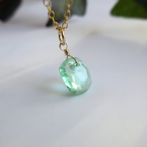 14KGF グリーントルマリンとブラウントパーズのネックレス 14KGF グリーントルマリンとブラウントパーズのネックレス