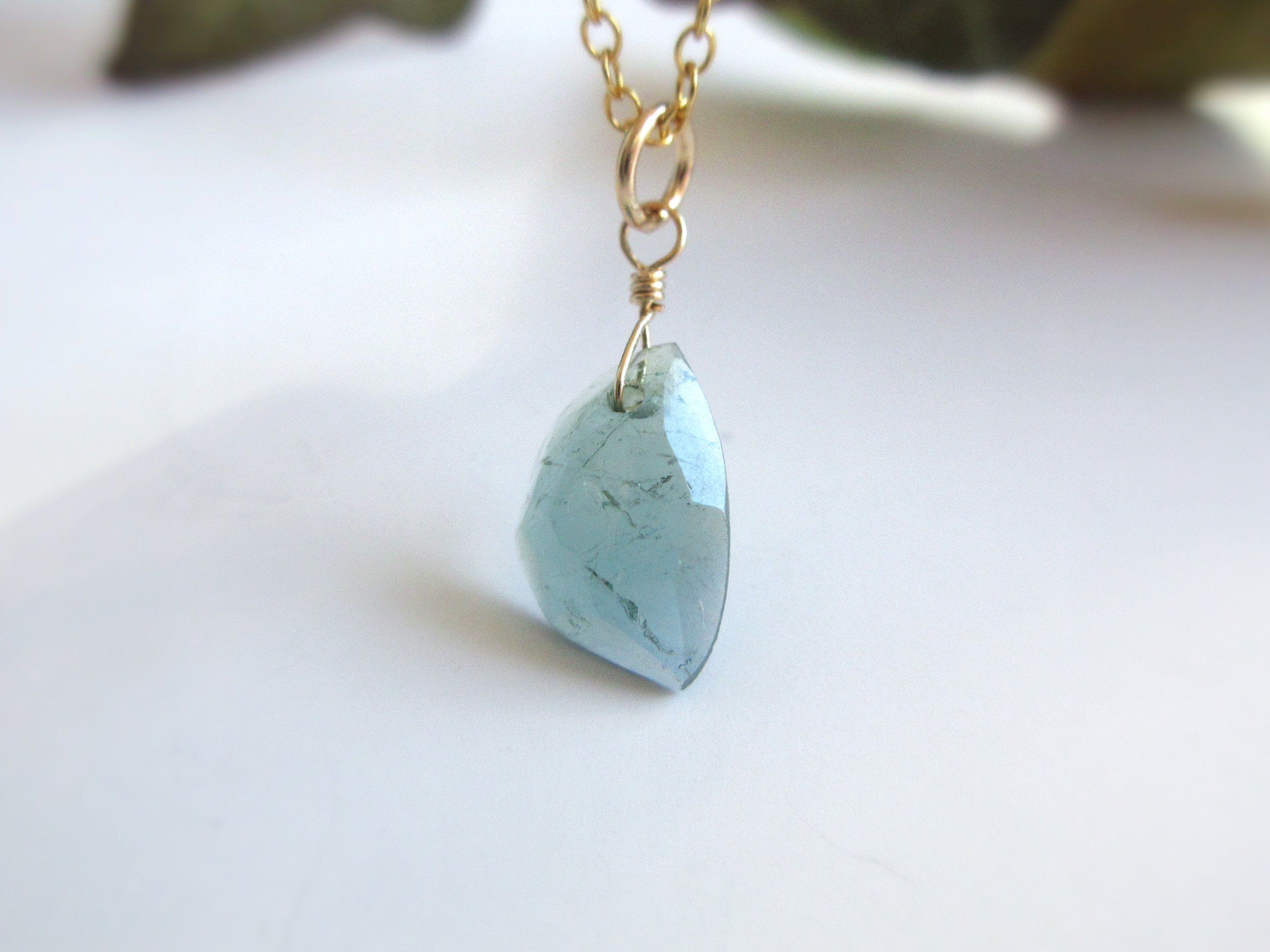 【10月の誕生石】10.5×7.1mm「ブルートルマリン」14kgfネックレス