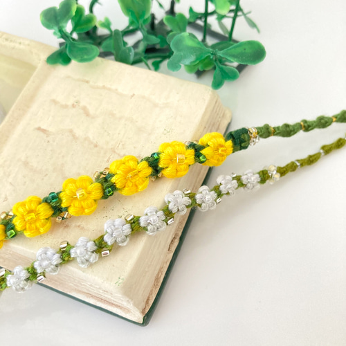 受注製作】たんぽぽ＆わたげのセットブレスレット＊フラワー