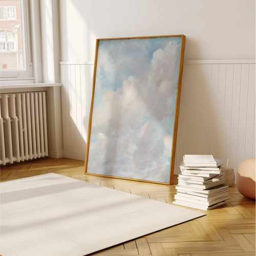 絵画　空　雲　原画　インテリア　アート 空の風景画 2枚セット 雲 アンティーク アートポスター モダン