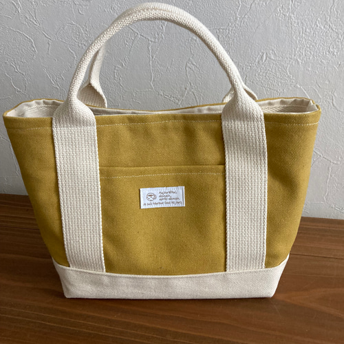ミニ帆布トートバッグ イエロー トートバッグ Needle work 通販