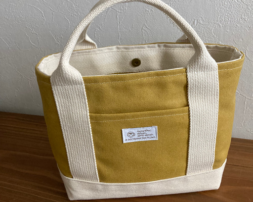 ミニ帆布トートバッグ イエロー トートバッグ Needle work 通販