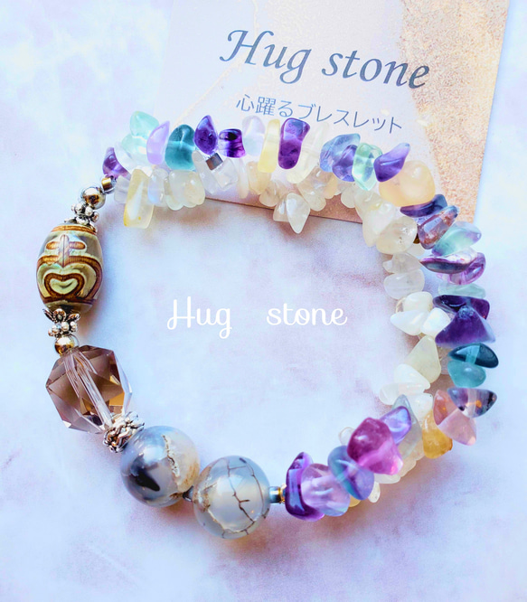 ブルームーンストーン フローライト 天然石ブレスレット ブルームーン