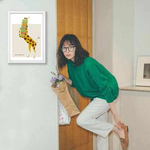 キリンの読んだ本 イラスト ポスター A4 A3 A2 A1 アート アート