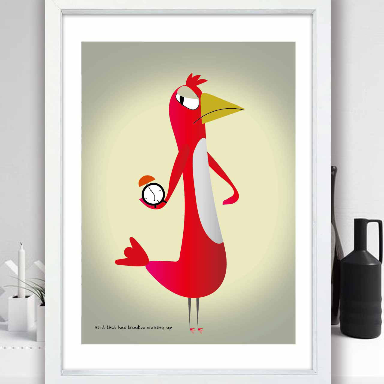 目覚めの悪い鳥　イラスト　ポスター　A4 A3 A2 A1　アート  　アートポスター　sei検索新着順　2688