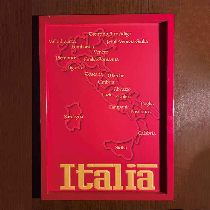 イタリアの地図入り額装