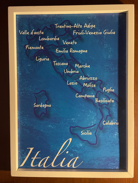 イタリアの地図入り額装 Amazon.co.jp: イタリア地図 地図 ポスター サイン メタル