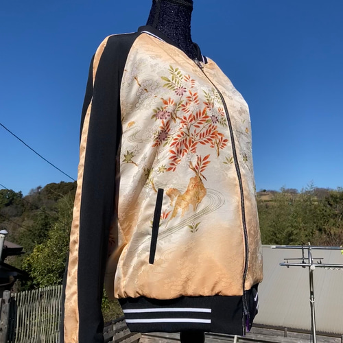 着物リメイクスカジャン リバーシブル 振袖リメイク 和服