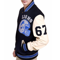 羊革袖が付いてる代表チームフリーススタジャン Varsity Fleece Jacket・Leather Sleeves 3枚目の画像