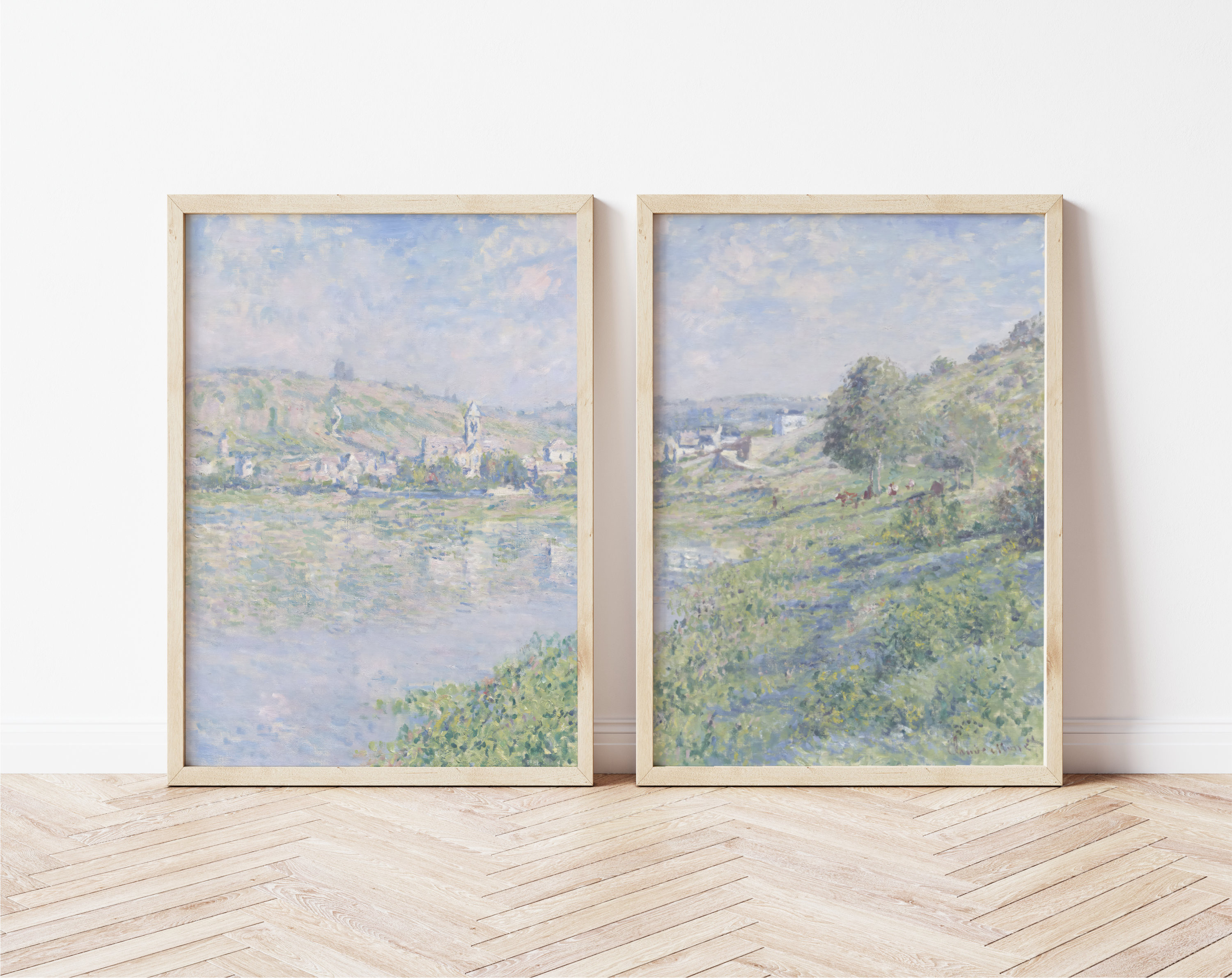 モネ 風景画 アートポスター アンティークポスター 2枚セット 青