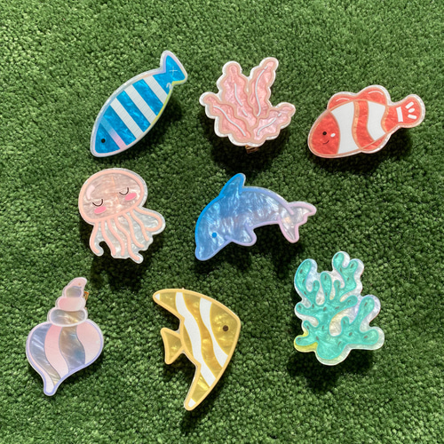 海の生き物 ヘアクリップ 2個 ヘアクリップ・バナナクリップ スーパー