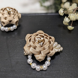 シレアパリ Cilea Paris ブローチ コサージュ ゴールド系 花 アートフラワー・染花 コサージュ】ゴールドシフォンコサージュ