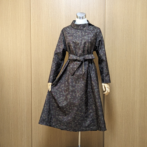 SOLD 着物リメイク ワンピース 大島紬 L〜LL ワンピース さら SOLD 着物リメイク ワンピース 大島紬 L〜LL ワンピース さら