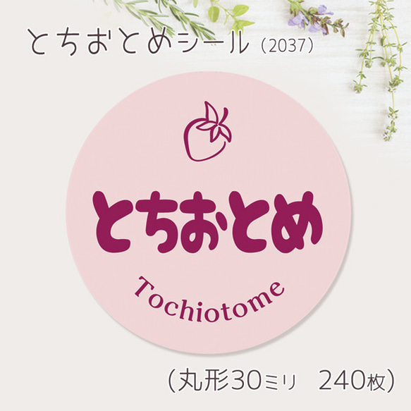 ご希望の文字印字可　とちおとめ　シール（2037）　30ミリ 240枚 1枚目の画像
