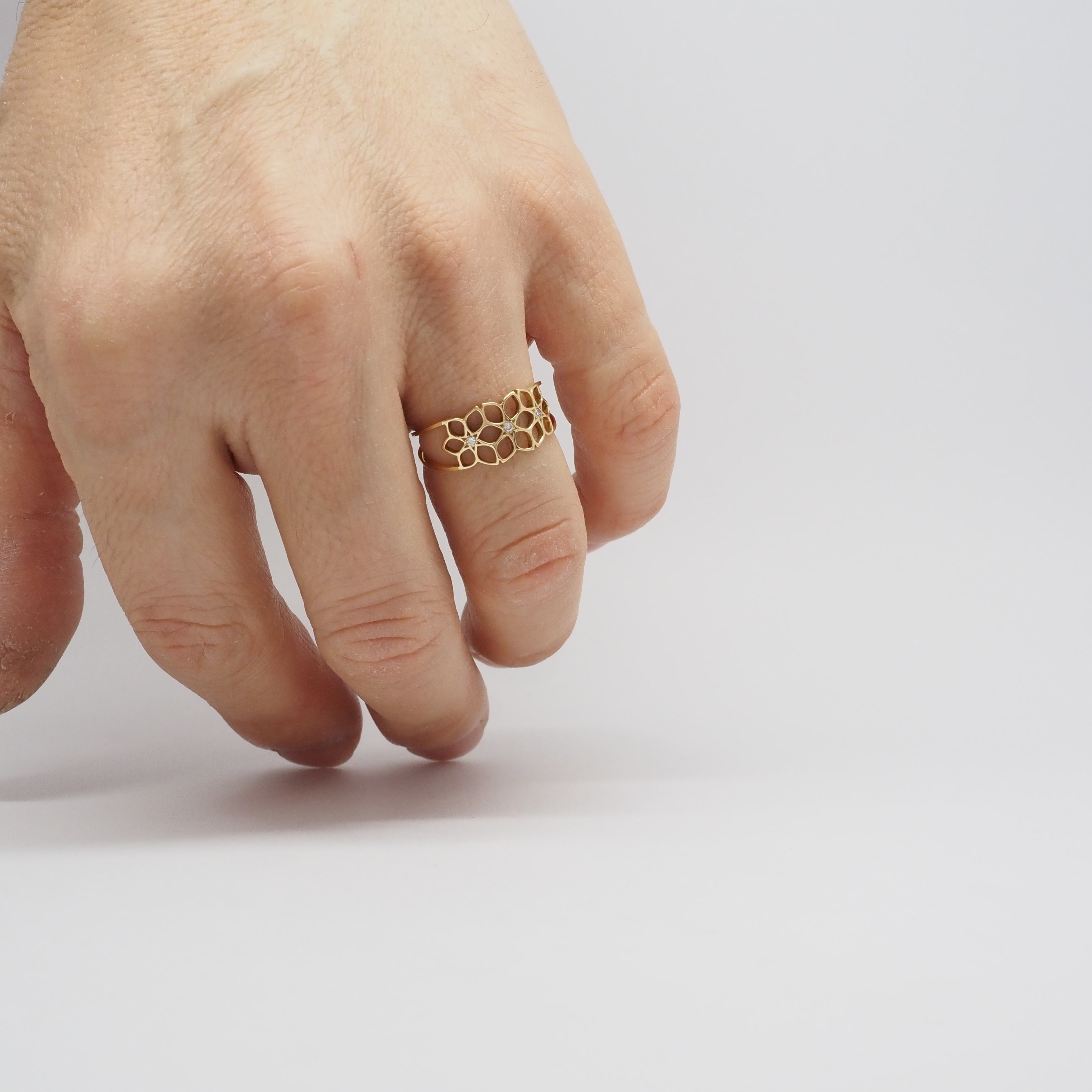 K18YG gajuvana Trinity ring (Small・Diamond)