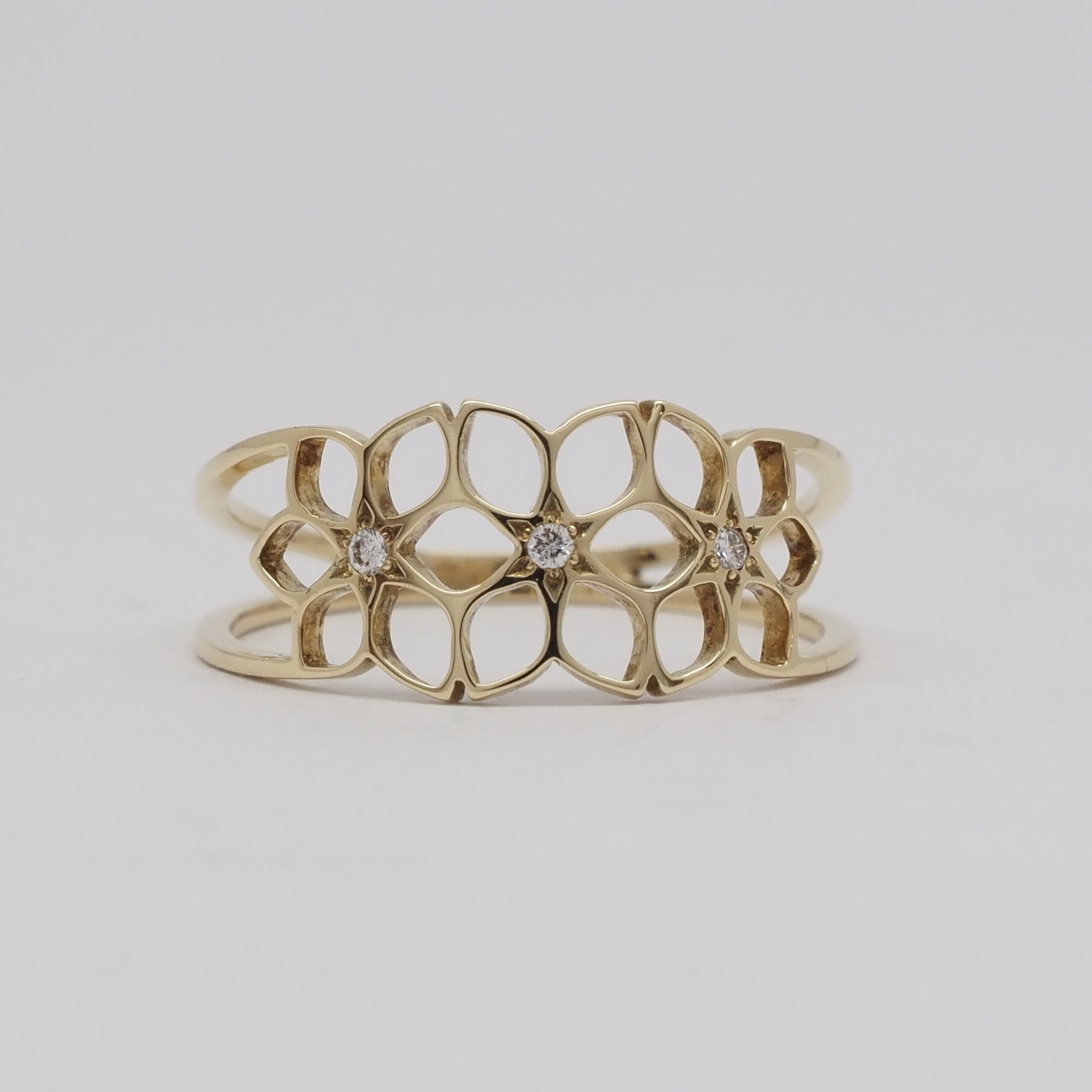 K18YG gajuvana Trinity ring (Small・Diamond)