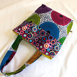 アフリカ布  紫ドットと波紋柄❤トートバッグ ハンドバッグ 6枚目の画像