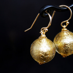 威尼斯穆拉諾琉璃珠耳環 #GE006 (M) 金箔珠 第3張的照片
