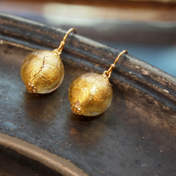 威尼斯穆拉諾琉璃珠耳環 #GE006 (M) 金箔珠 第2張的照片