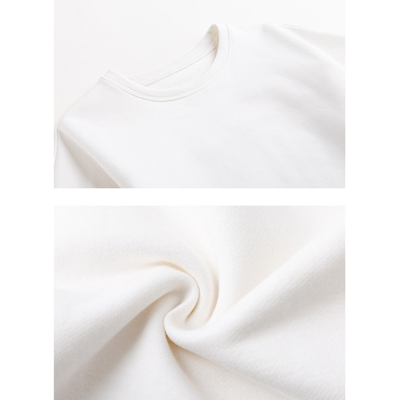 立体裁縫半袖ワンピース　コットン混紡ワンピース　丸襟　ホワイト　S-XL #514 5枚目の画像