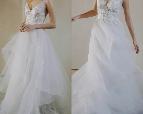 ドレス ウェディングAライン フラワーレース 前撮り パーティー 二次会 美しい ウェディングドレス フラワーレース Aライン チュール 二次会 前