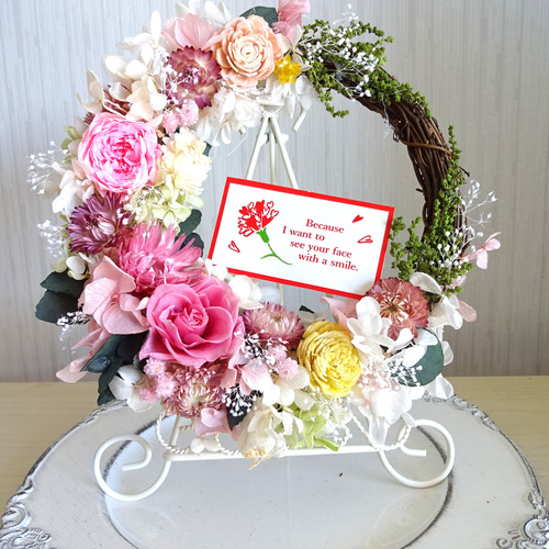 フラワー・リース saki 予約販売 （有料ラッピングサービス中）23cm 花摘みリース