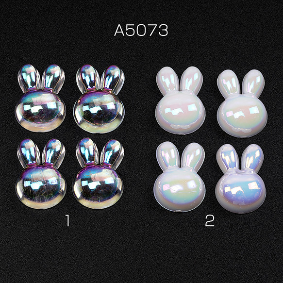 A5073-1 30個 アクリル貼付けパーツ アクリルカボション うさぎ ウサギ オーロラカラー 3 x（10ヶ） 1枚目の画像