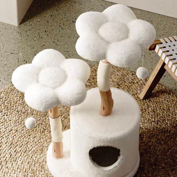 【雲にのる】無垢材キャットタワー　北欧風 木製 天然木 ペット家具　キャットベッド 12枚目の画像