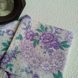紫お花　ジャーマンファブリックのコースター２枚セット 3枚目の画像