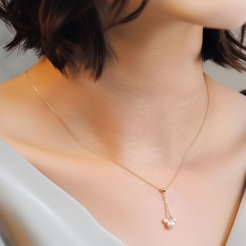 AHKAH 小粒パールネックレス 夏アクセ✨パール ネックレス 小粒 K10 普段使いに✨高見え