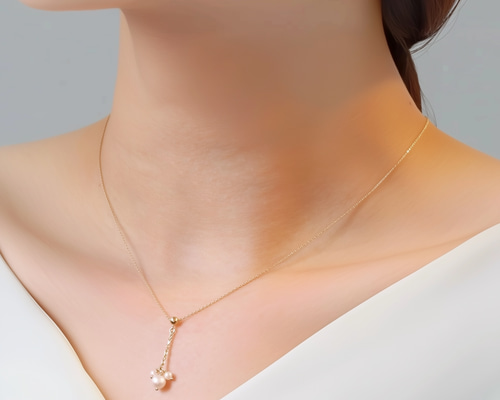 夏アクセ✨パール ネックレス 小粒 K10 普段使いに✨高見え