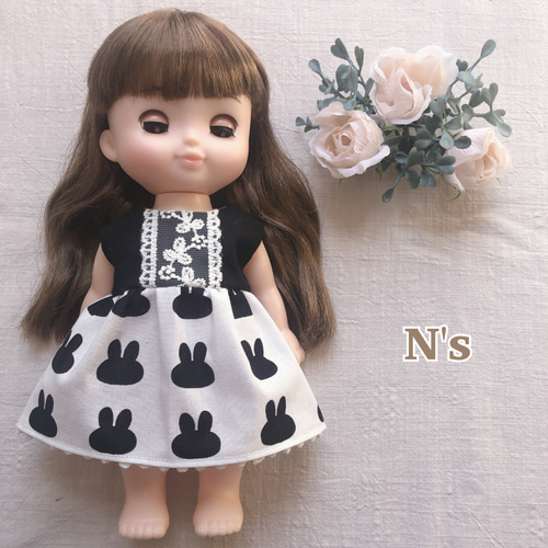26cmドール用 裏地付き♡シックなラビットワンピース ソランちゃん 