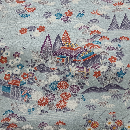 T17着物小紋　グラデーション　正絹　トールサイズ　身丈168 少しトール幅狭】ワンタッチ着物 くらわん着物 正絹小紋リメイク