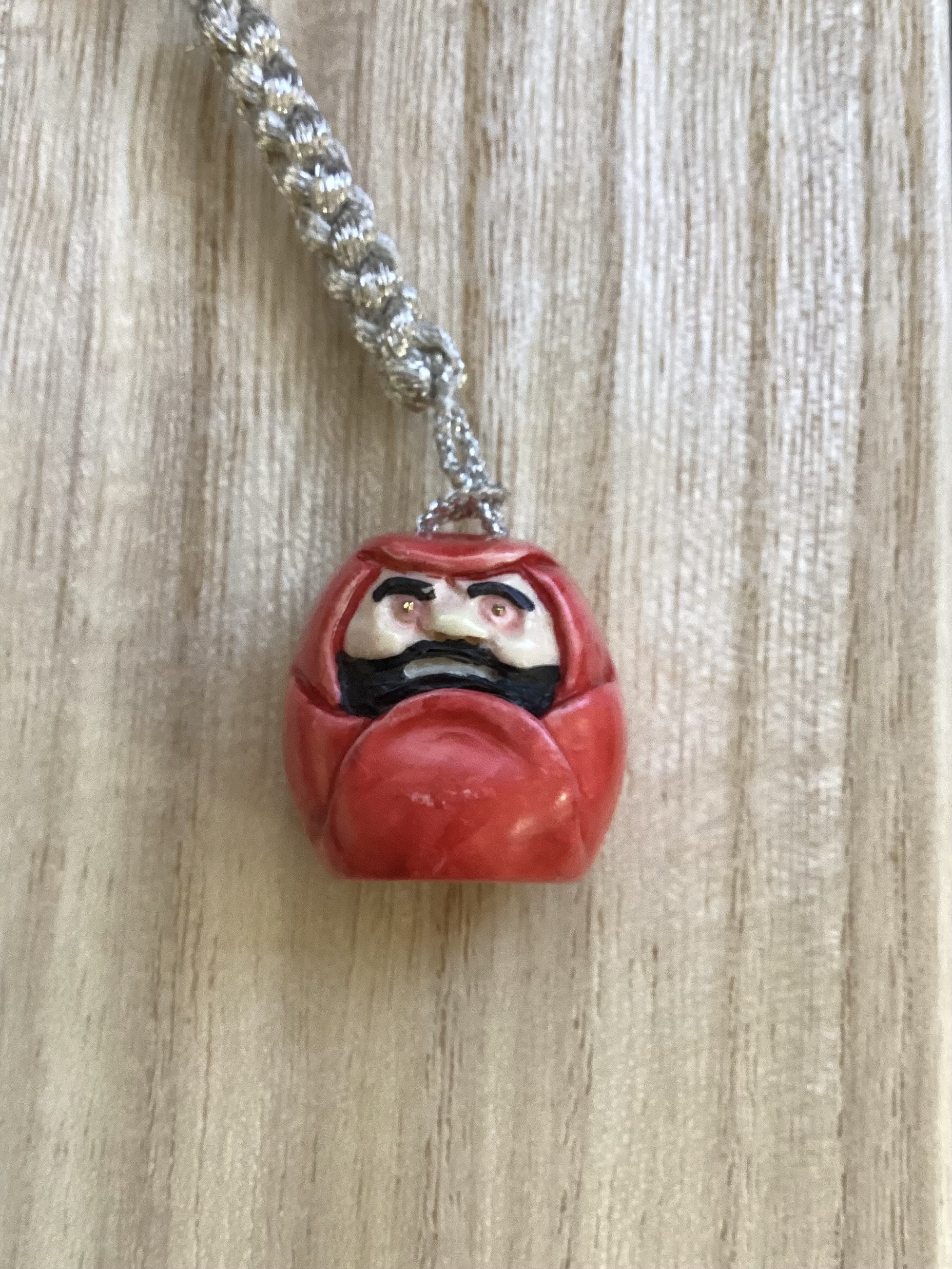 ★象牙小根付　だるま　正絹紐　（作家物）Y-17※※