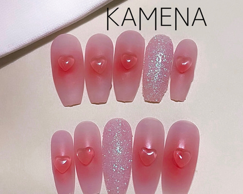 ネイルチップ 量産型 ワンホン 韓国 チークネイル ちゅるん 赤 #121 ワンホンチークちゅるるん🍒 #量産型#量産型ヲタク#nails#ネイル