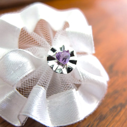 玫瑰花心型耳環 紫水晶單耳耳環 第2張的照片