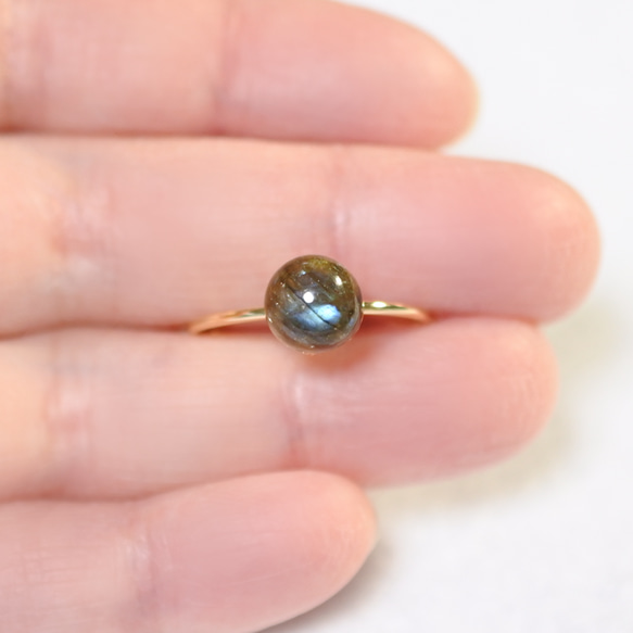 （1 件）拉長石手術不鏽鋼戒指（8 毫米/均碼） 第4張的照片