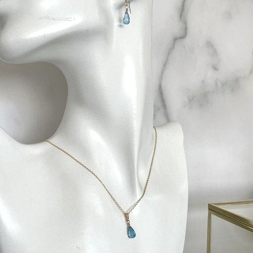 高品質 スイスブルートパーズ一粒ピアス14kgf or イヤリング ピアス  