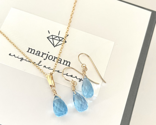 高品質スイスブルートパーズ ネックレス ピアス2点セット プレゼント