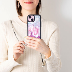 天然貝 螺鈿アート ★ マーブル（チェーン付きハイクオリティ スマホケース）スマホショルダー 8枚目の画像