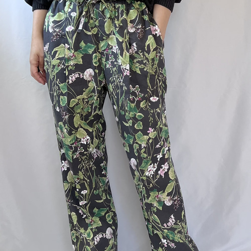 履き心地楽々♪裾上げ可能♪涼やかリラックスパンツ】柄パンツ グレー