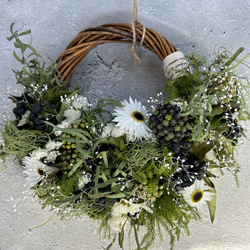 ユーカリと紫陽花のナチュラルリース:ドライフラワーリース リース 花