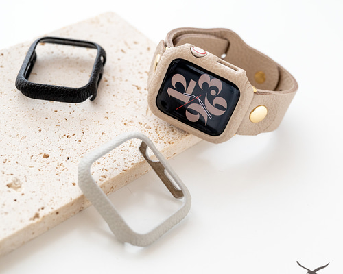 Applewatch Case - レザー- SILVER&BLACK 時計 d0d1dbb741e488f677844142f3c84e