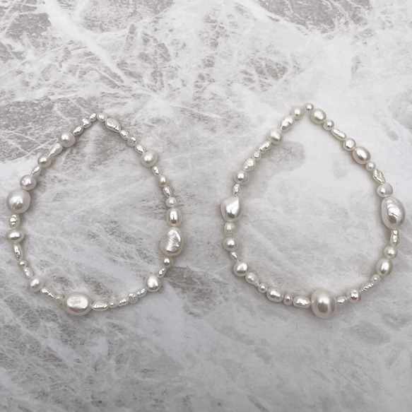 バロックパール 淡水真珠 ライス ポテト ボタン 雫 ケシ ミックス 3mm~12mm 半連20cm 極小粒 大粒 2枚目の画像