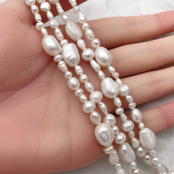 バロックパール 淡水真珠 ライス ポテト ボタン 雫 ケシ ミックス 3mm~12mm 半連20cm 極小粒 大粒 3枚目の画像