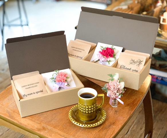 母の日限定［Coffee & Flower SET］母の日ドリップバッグ/カーネーションのミニ花束ボトル 1枚目の画像